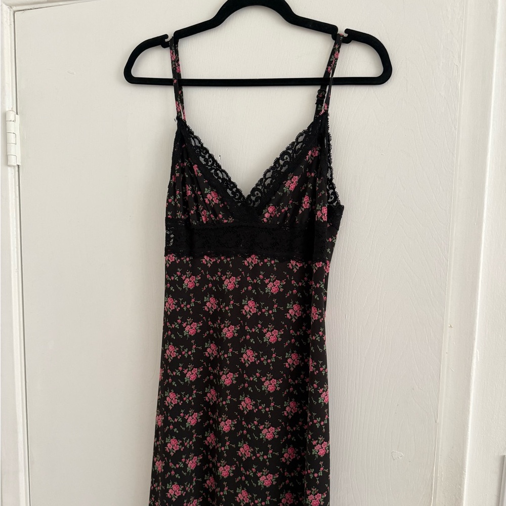 Vintage Betsey Johnson Hollywood Dress Black Floral